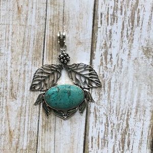 Turquoise Stone Pendant Sterling Silver